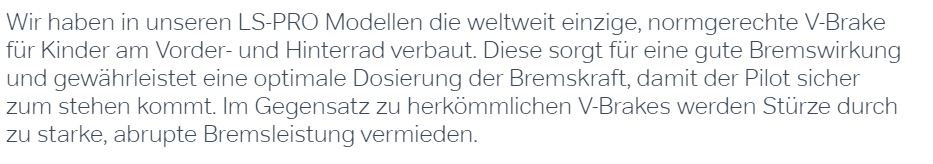 Screenshot PUKY-Webseite - V-Brake mit Verzögerung