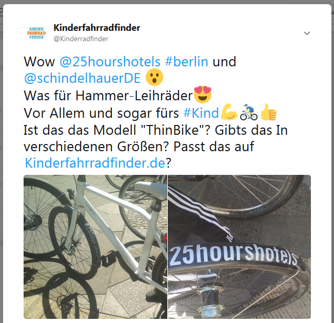 Erster Kontakt mit Schindelhauer-Bikes von 25hours Hotels