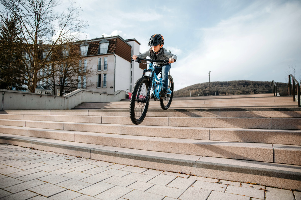 Treppen machen mit dem Fully Spaß